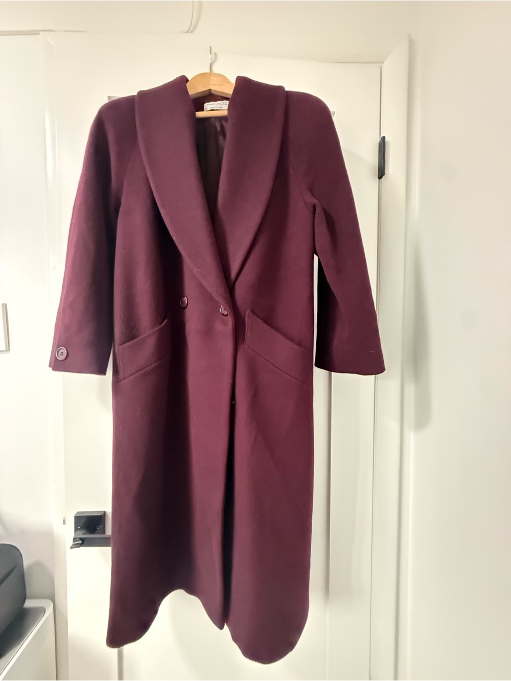 VTG UNION MADE Long Shawl-Collar Trench Coat in Deep Burgundy